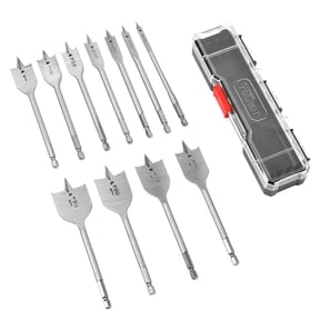 Hyper Tough 11-Piece Spade Bit Drill Bit Set with Case for Woodworking