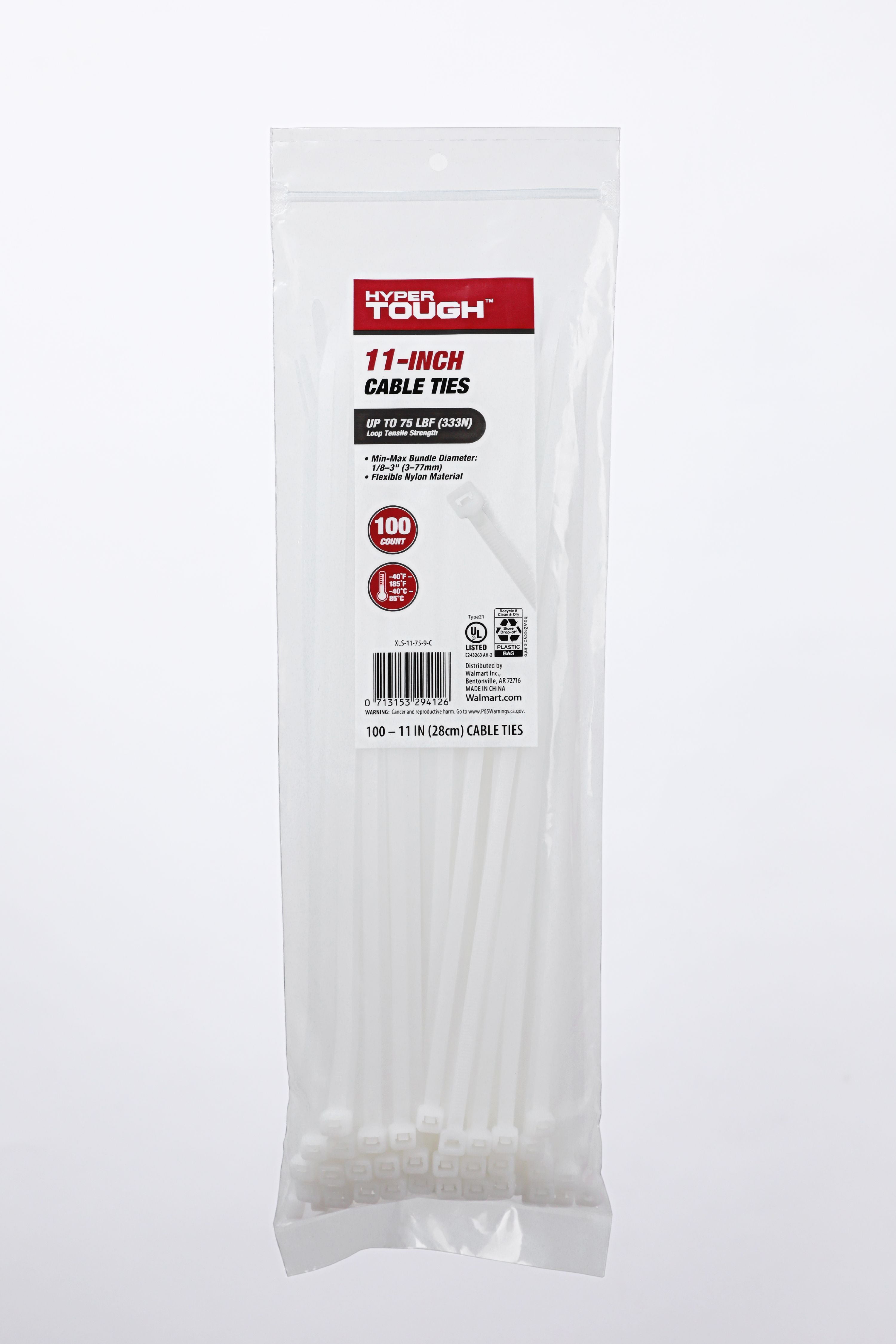 Hyper Tough 11 inch Cable Tie 75lbs Natural Color 100Pcs