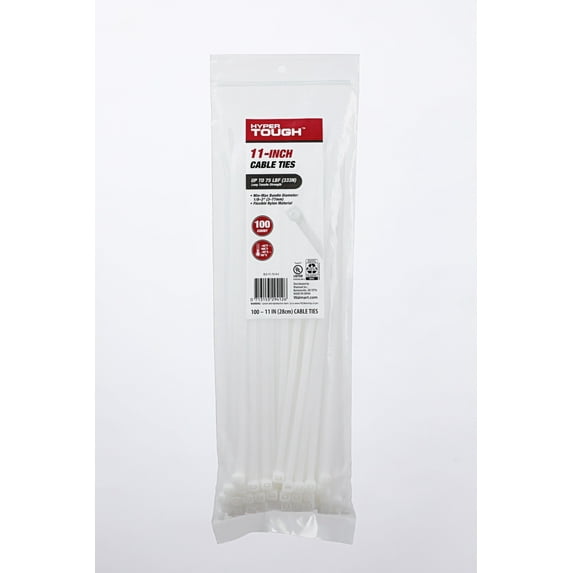 Hyper Tough 11 inch Cable Tie 75lbs Natural Color 100Pcs