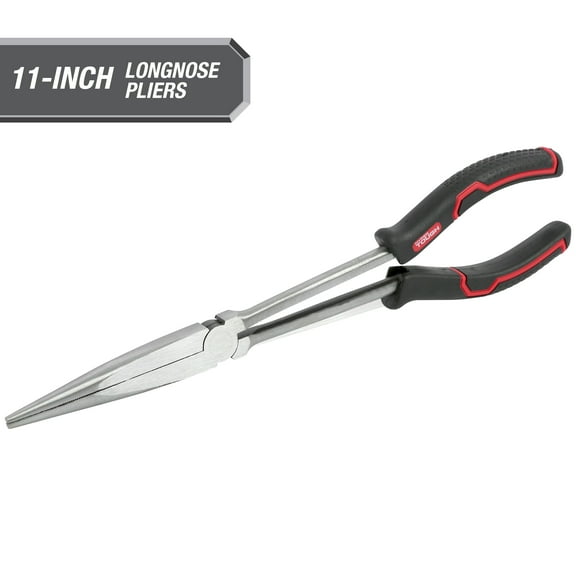 Hyper Tough 11-inch Long Nose Pliers with Ergonomic Comfort Grips, Black