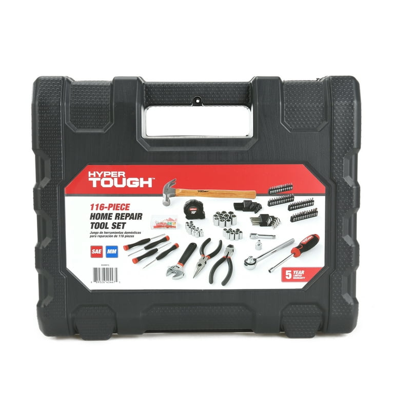 Hyper Tough 116 Piece Home Repair Tool Set, Includes Hammer