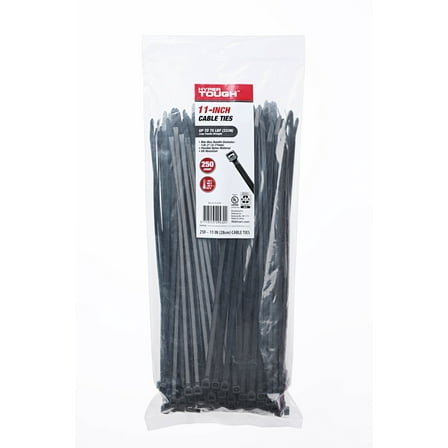 Hyper Tough 11inch Cable Tie 75lbf Uv Black 250Pcs