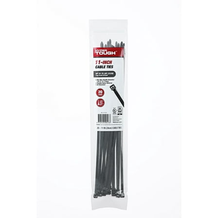 Hyper Tough 11inch Cable Tie Uv Black 20Pcs