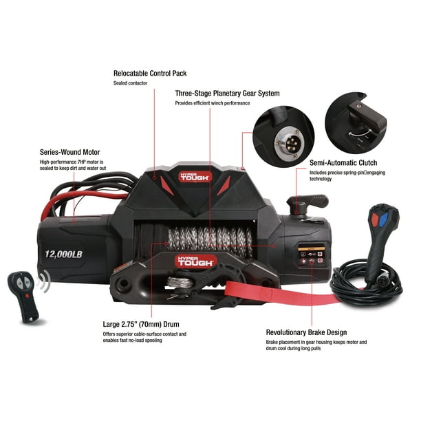 Hyper Tough 12,000 lb. Electric HD Truck Winch with 82 ft. Synthetic