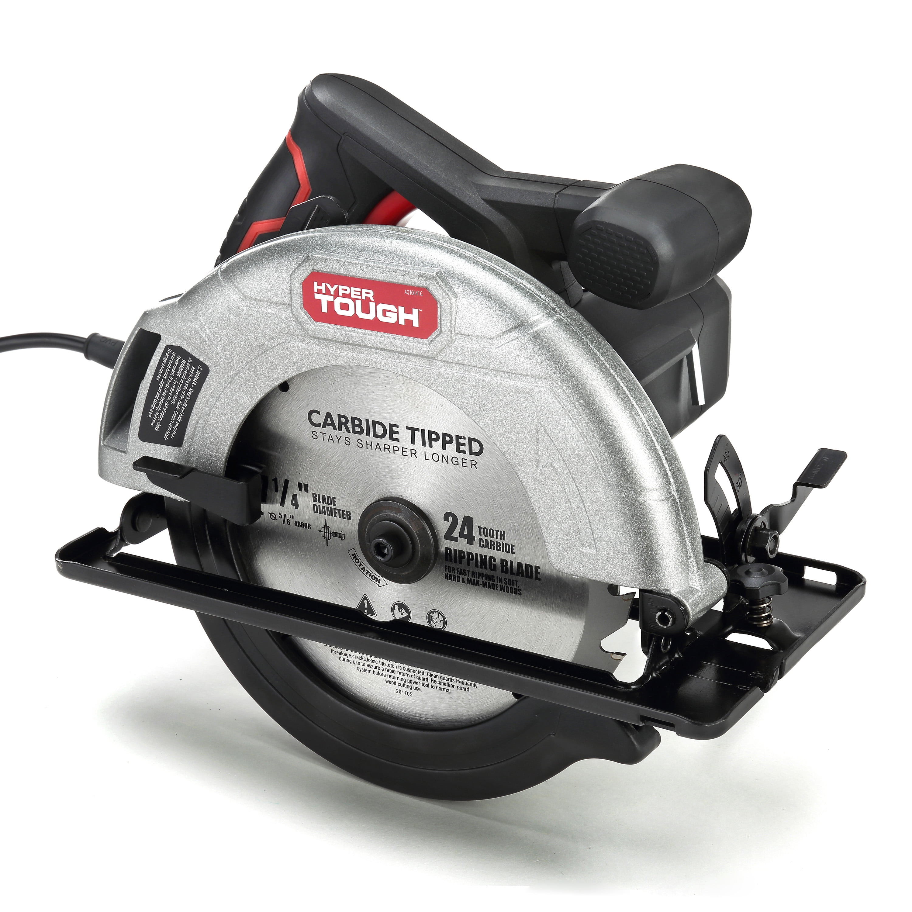 Hyper Tough 12 Amp Corded 7-1/4 inch Circular Saw with Steel Plate Shoe,  Adjustable Bevel, Blade  Rip Fence