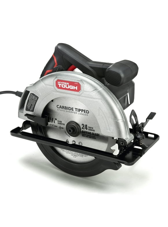 Hyper Tough 12 Amp Corded 7-1/4 inch Circular Saw with Steel Plate Shoe, Adjustable Bevel, Blade & Rip Fence