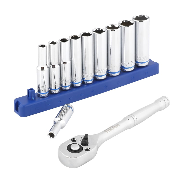 Hyper Tough 12-Piece 1/4 in Drive Ratchet and Deep Metric Socket