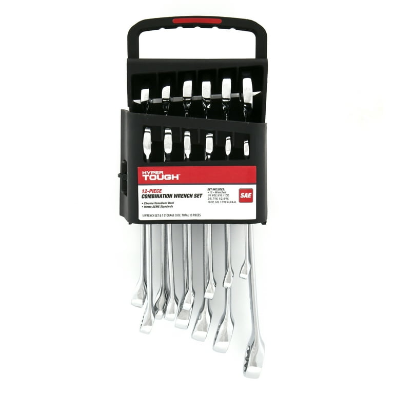 Hyper Tough 12-Piece SAE Combination Wrench Set, Chrome