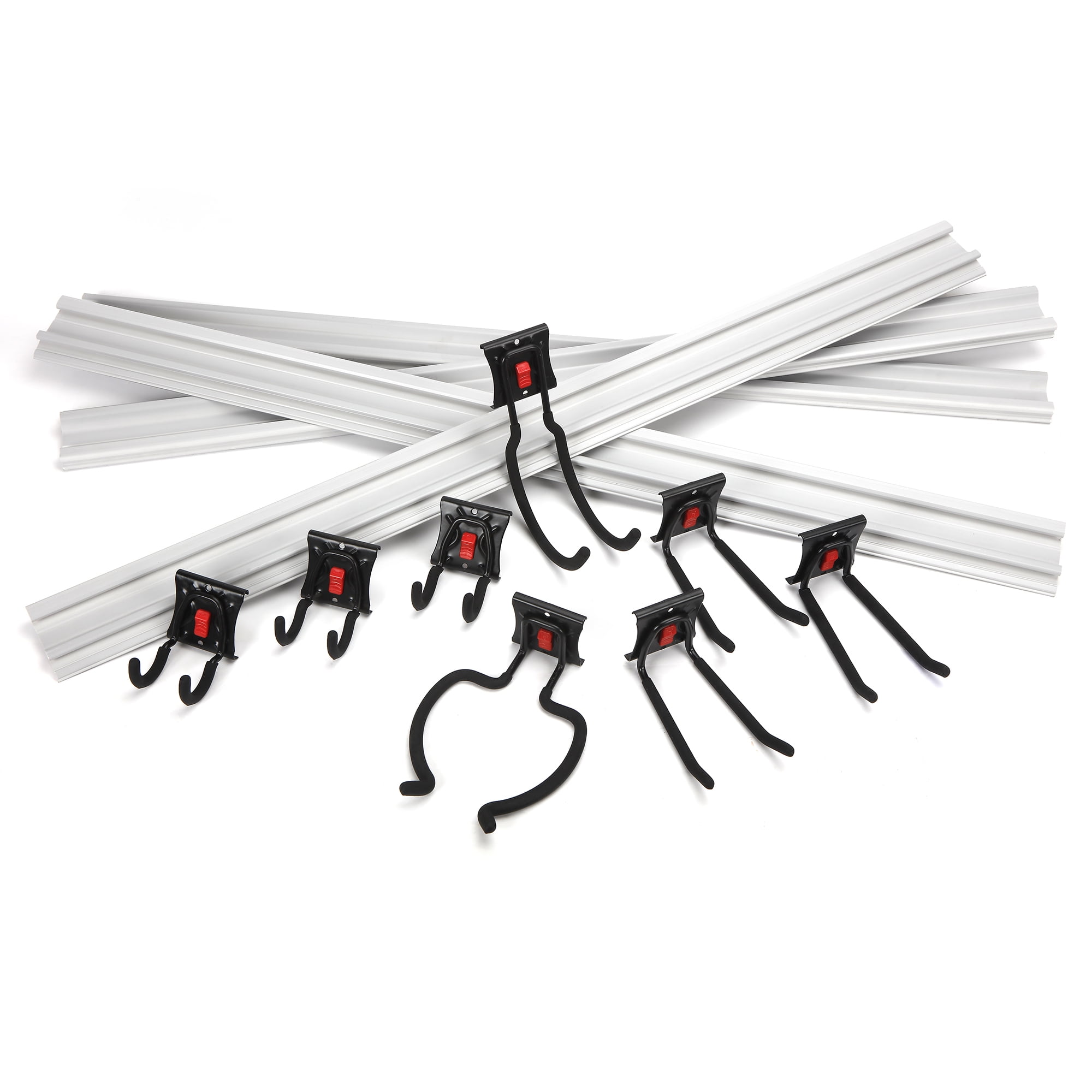 Hyper Tough 12-Piece Quick-Release Snap Rail Kit Garage Organizer System, 5542