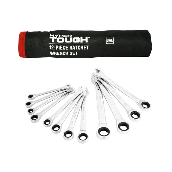 Hyper Tough 12-Piece SAE Combination Ratchet Wrench Tool Set, Hand Tools