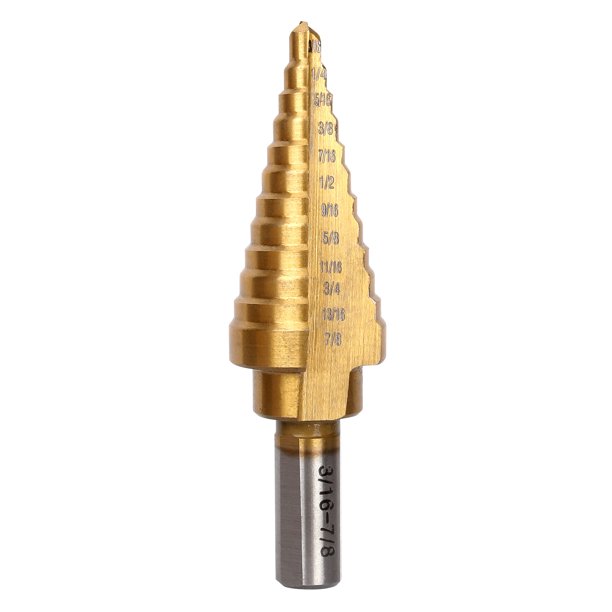 Hyper Tough 12 Step Split Point Titanium Coated Drill Bit 3 16 7 8 hyper-tough-12-step-split-point-titanium-coated-drill-bit-3-16-7-8