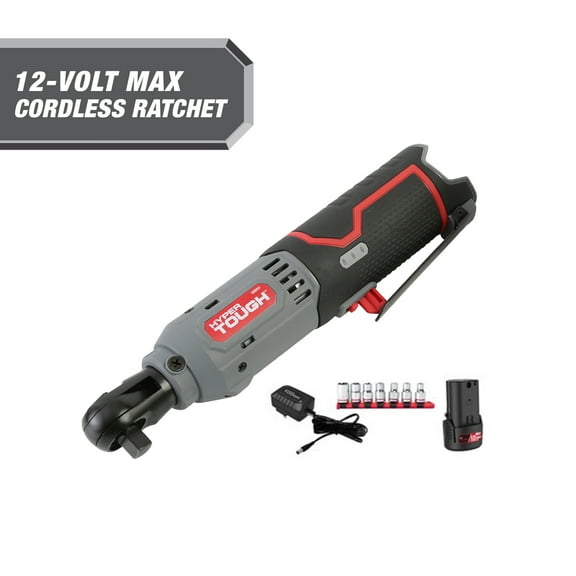 Hyper Tough 12-Volt Max* 3/8-inch Cordless Ratchet with 7-Piece Accessory Kit, Model 99318