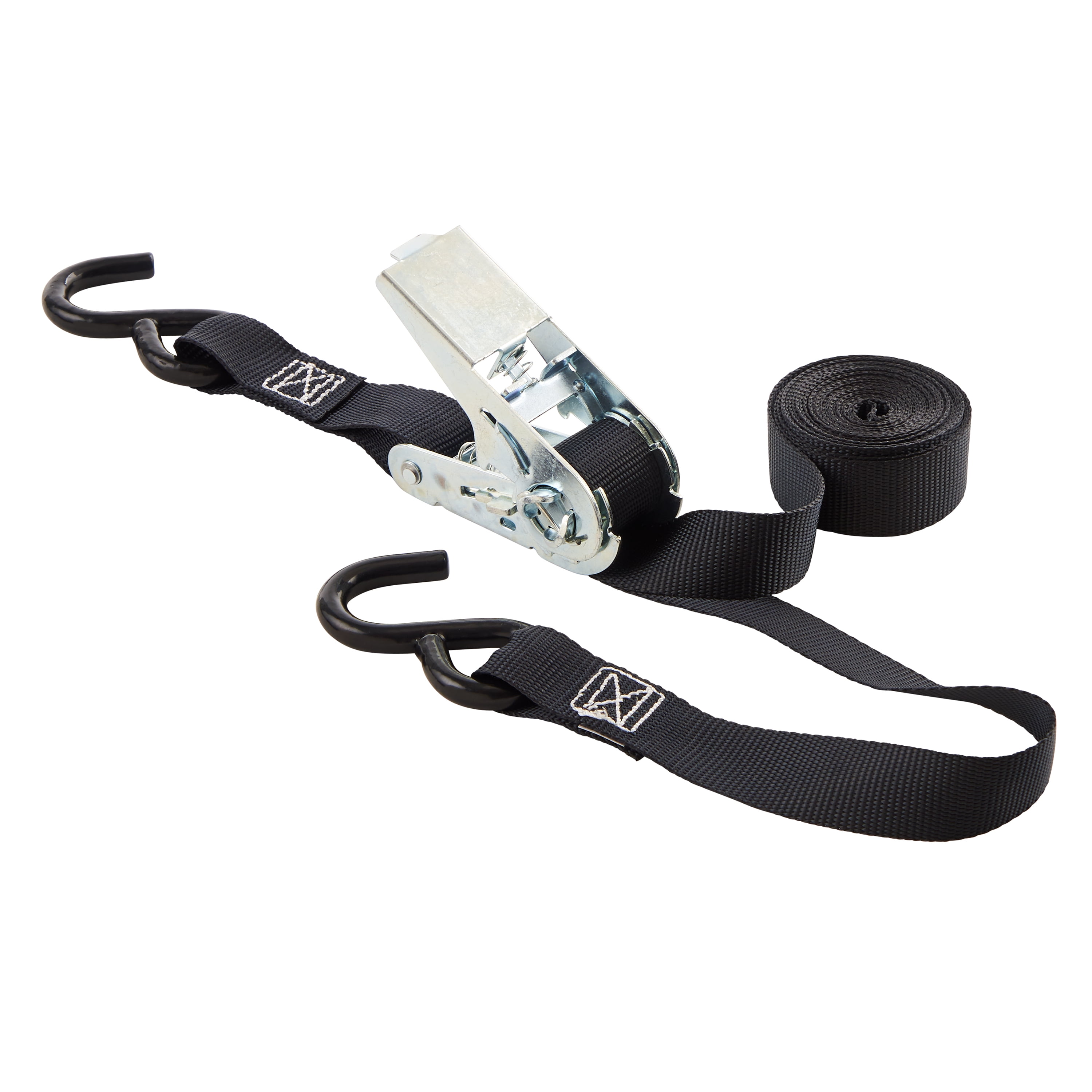 Hyper Tough 12 ft. x 1 in. Black Ratchet TieDown with Vinyl Covered S