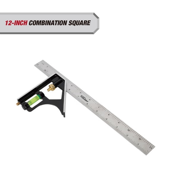 Hyper Tough 12 in Steel Combination Square with Built-In Bubble Level