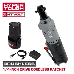 Llave de trinquete inalámbrica Hyper Tough 12V sin escobillas de 1/4 pulgada con batería de 2.0Ah