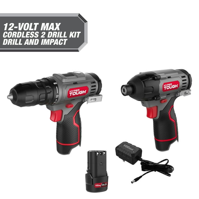 Hyper Tough 12V Max* Cordless 2Tool Drill and Impact Driver Combo Kit