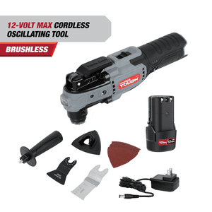 Multiherramienta oscilante Hyper Tough sin escobillas de 12V Max de iones de litio con batería de 1.5Ah y cargador