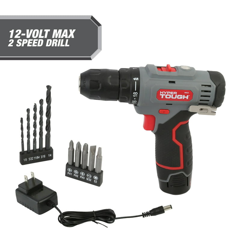 Hyper Tough 12V Max Lithium-Ion Cordless 2-Speed Drill Driver with 1.5Ah  Battery and Charger, Model 98823 