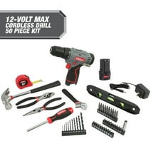 Hyper Tough 12V Max* Lithium-Ion Cordless 3/8-Inch Drill Driver 50-Piece Project Kit and 1.5Ah Battery, Gifts For Mom and Dad, Model 99312