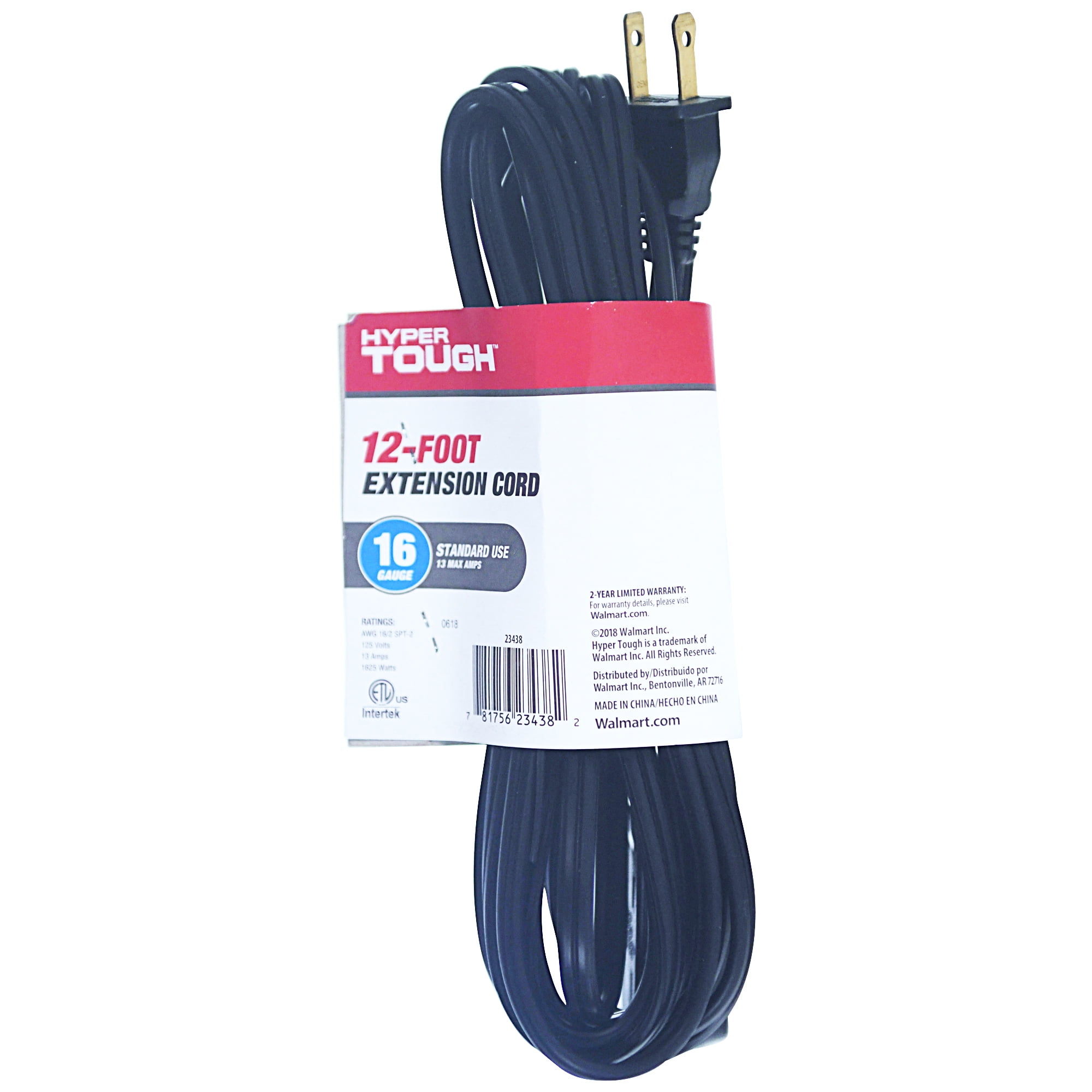 Hyper Tough 12ft 16/2 Black Cord