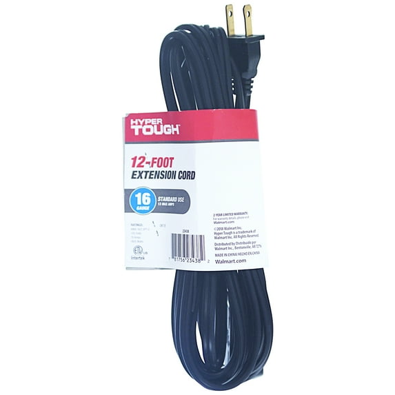 Hyper Tough 12ft 16/2 Black Cord