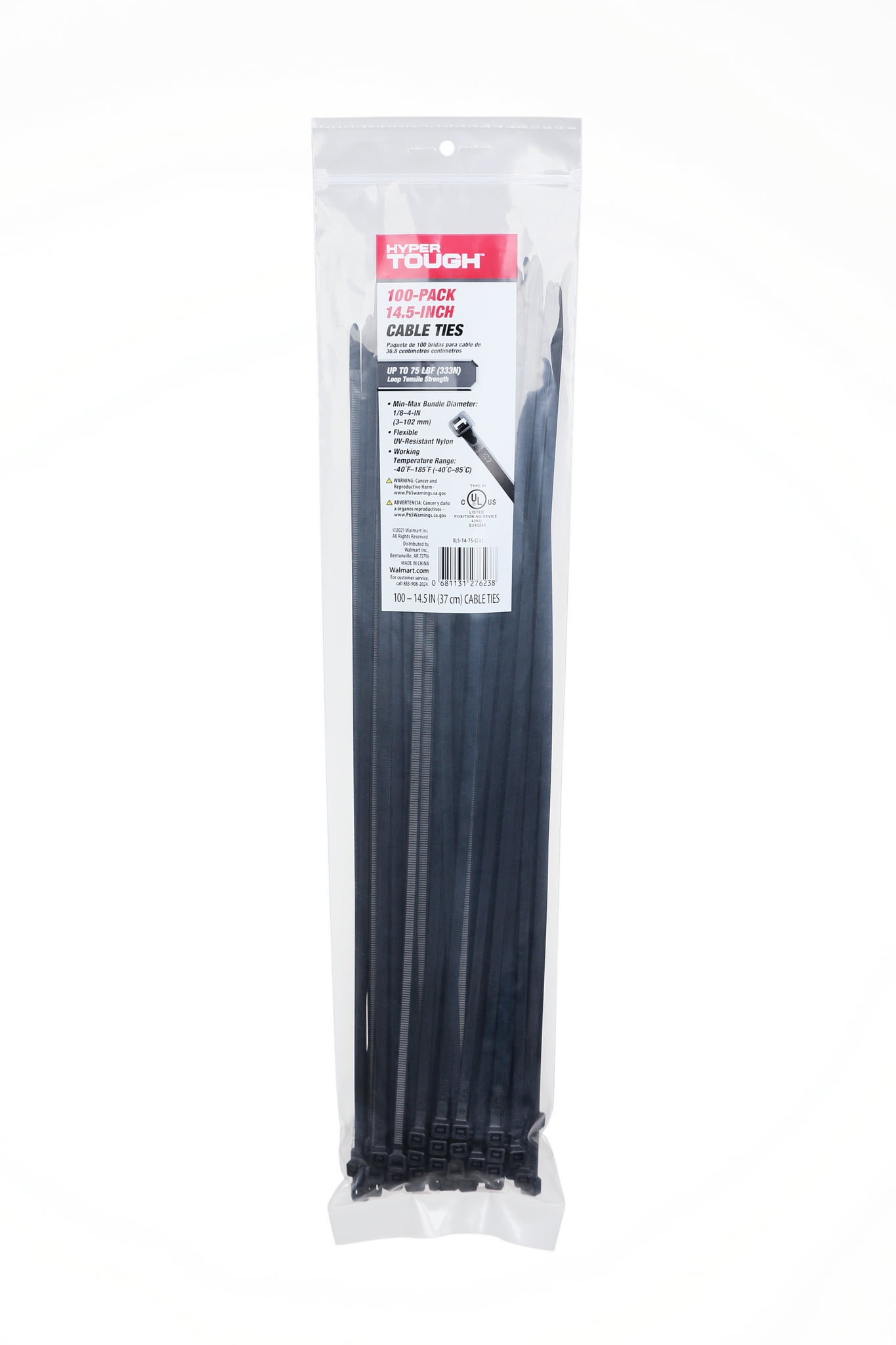 14-Inch Heavy-Duty Zip Ties - 100 Pack, 50lb Strength, UV Resistant Black Cable Ties For Indoor & Outdoor Projects