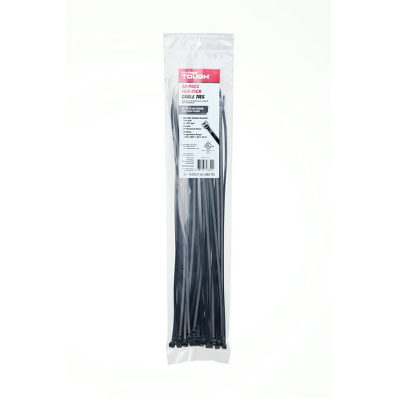 Hyper Tough 14.5 inch UV Resistant Black Cable Ties 50 Count