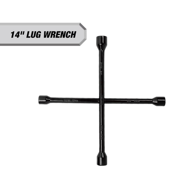 Hyper Tough 14-inch Powder Coated Lug Wrench for Tire Replacement