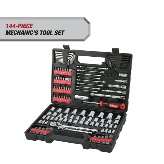 Hyper Tough 144-Piece 1/4, 3/8 and 1/2-inch Drive Mechanics Tool Set, Chrome Finish