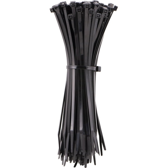 Hyper Tough 14in. Black Zip Ties 100 Pack, 75lb. Tensile Strength, Nylon Mount Cable Ties, Resealable Bag, 38111
