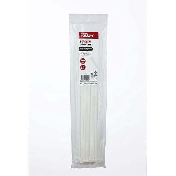 Hyper Tough 14inch Cable Tie Natural 100Pcs