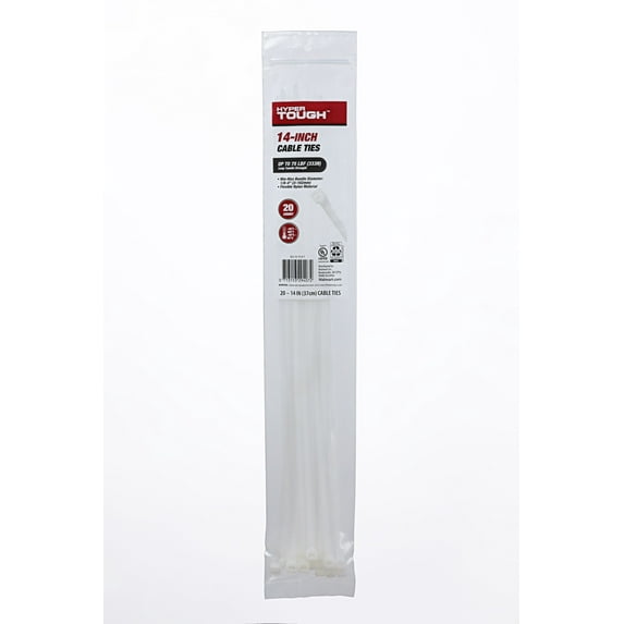 Hyper Tough 14inch Cable Tie Natural 20Pcs
