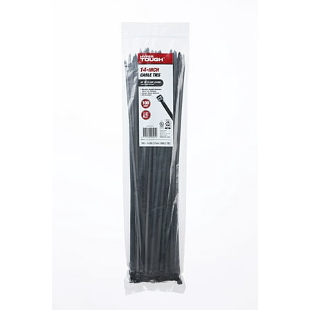 Hyper Tough 14inch Cable Tie Uv Black 100Pcs
