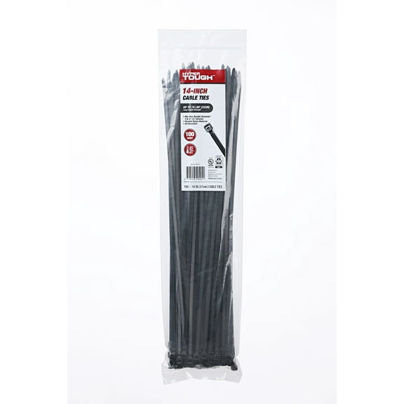 Hyper Tough 14inch Cable Tie Uv Black 100Pcs