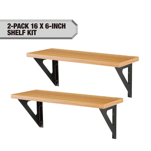 Hyper Tough 15-3/4" X 6" Shelf Kit, Brown, 2-Pack