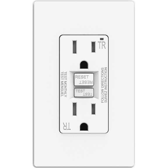 Hyper Tough 15 Amp White GFCI Outlet, Tamper Resistant, Self-Testing, Impact Resistant, Easy Installation