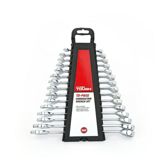 Hyper Tough 15-Piece SAE Combination Wrench Tool Set, Hand Tools