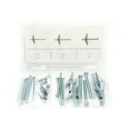 Hyper Tough 15-Piece Zinc Plated Steel Spring-Wing Toggle Bolt Fastener Assortment with Clear Storage Case, 5506
