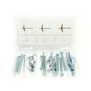 Hyper Tough Zinc Plated Steel Spring Wing Toggle Bolt Fasteners with Storage Case, 15 Piece