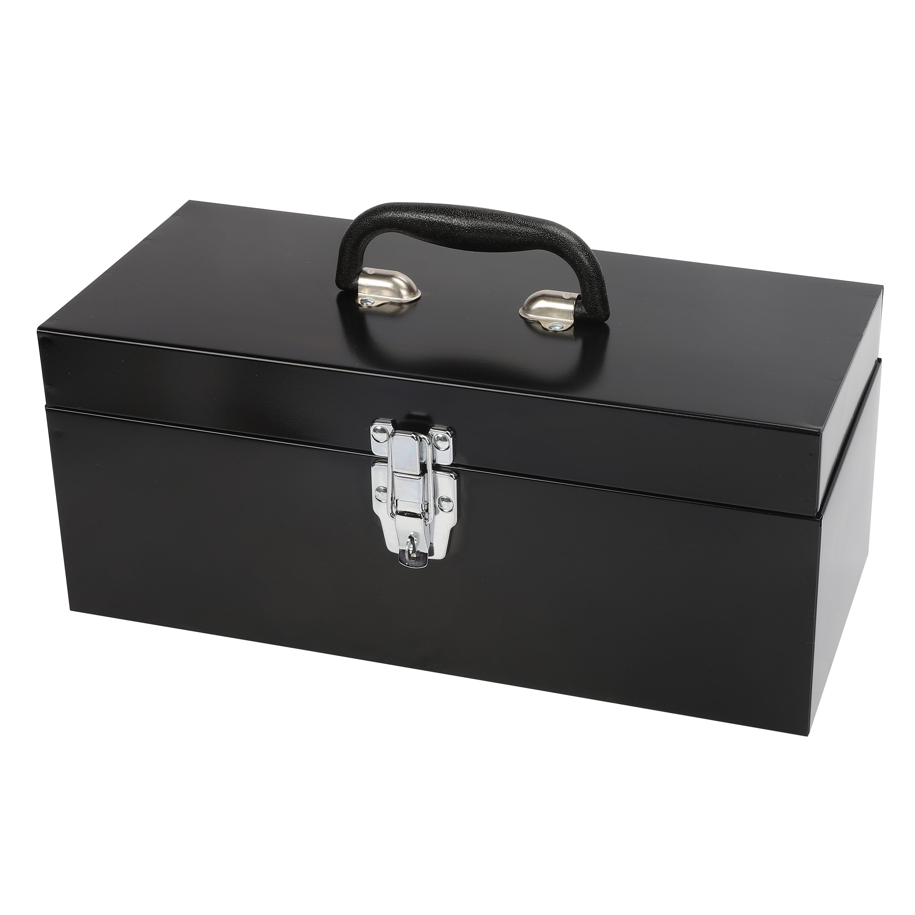 Hyper Tough 16-inch Black Metal Toolbox with Removable Tray
