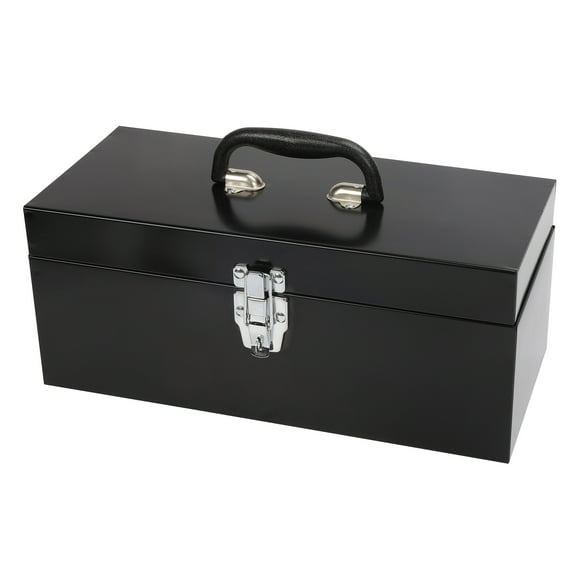 Hyper Tough 16-inch Black Metal Toolbox with Removable Tray