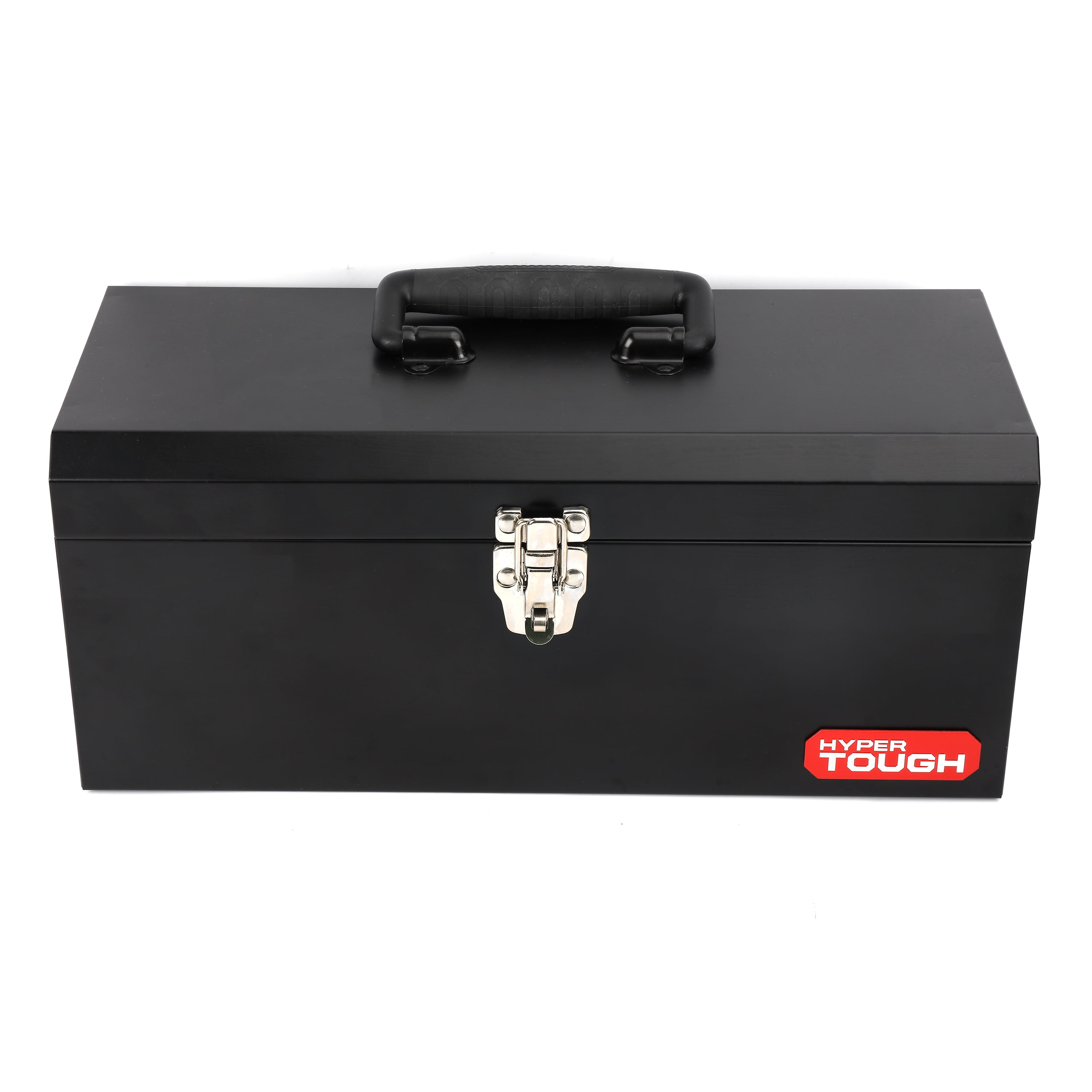 Hyper Tough Metal Toolbox with Removeable Tray - Black - 16 in