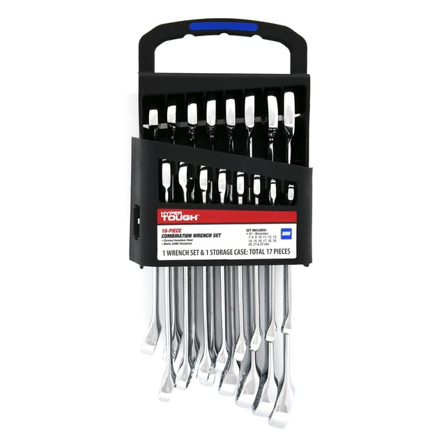 Hyper Tough 16-Piece Metric Combination Wrench Tool Set, Hand Tools