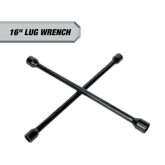 Hyper Tough 16-inch 4-Way Carbon Steel Lug Wrench, Black