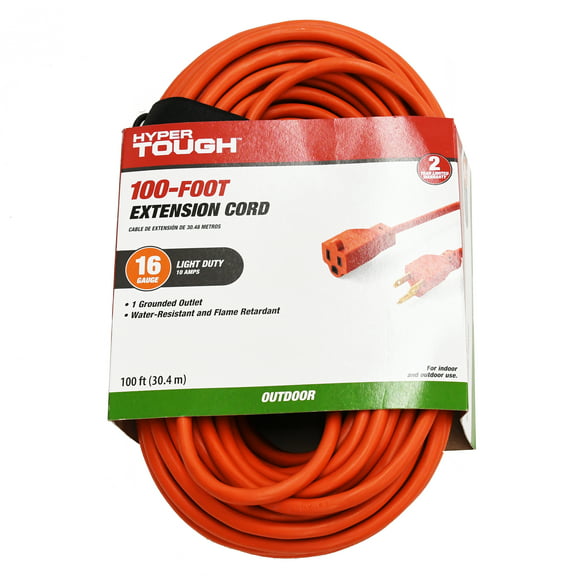 Hyper Tough 16AWGX3C 100ft Indoor and Outdoor Light Duty Orange Vinyl Extension Cord