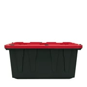 Hyper Tough 17 Gallon Snap Lid Plastic Storage Bin, Black/Red