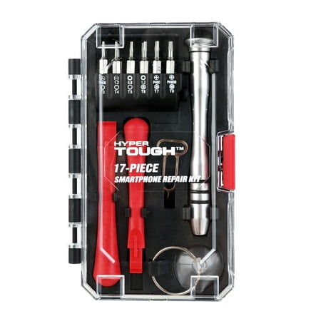 Hyper Tough 17 Piece Phone Repair Kit with Multi-Type Precision Screwdriver Set TS85138A Black & Red