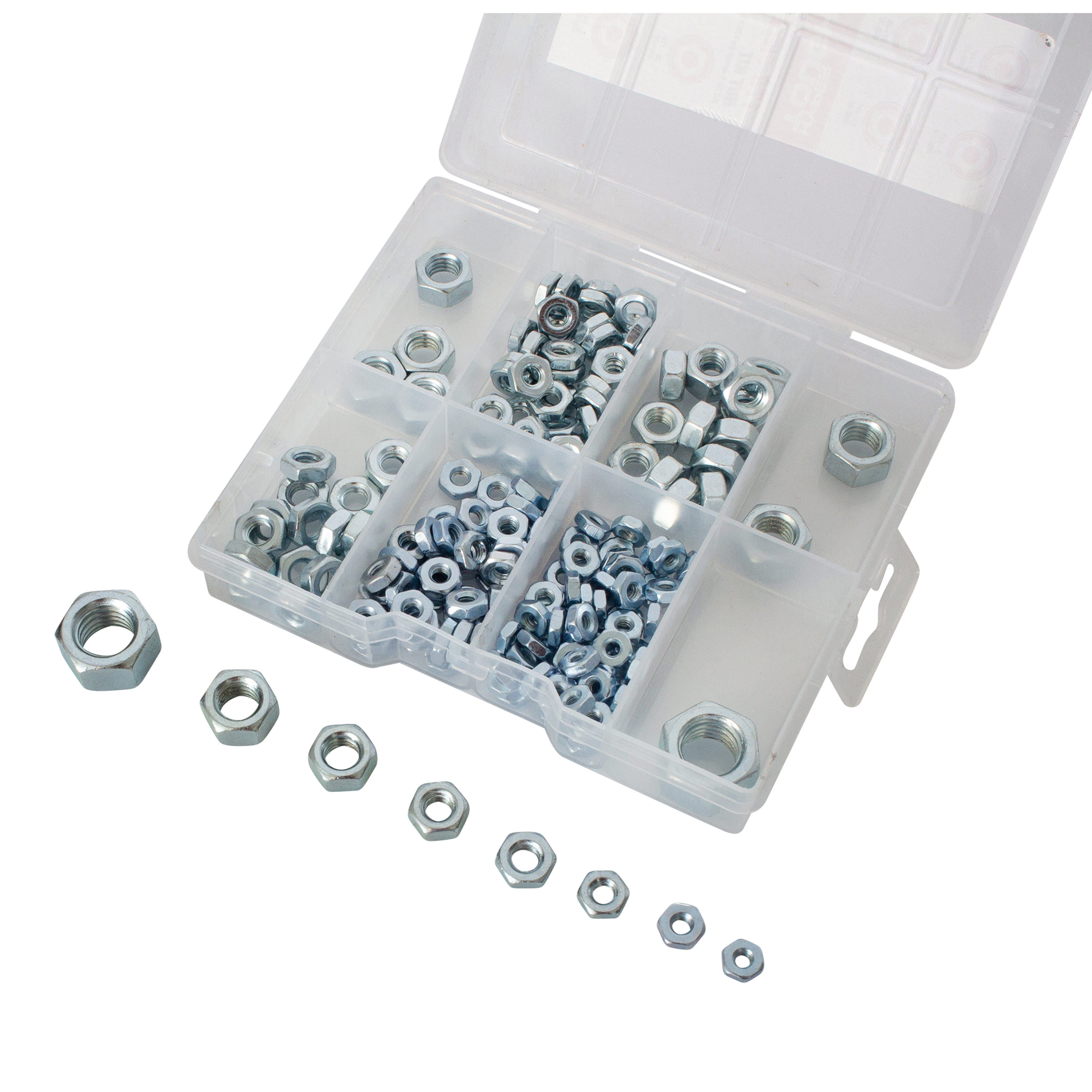 Hyper Tough 178Piece Hex Nut Assortment with Case, 3305, Carbon Steel