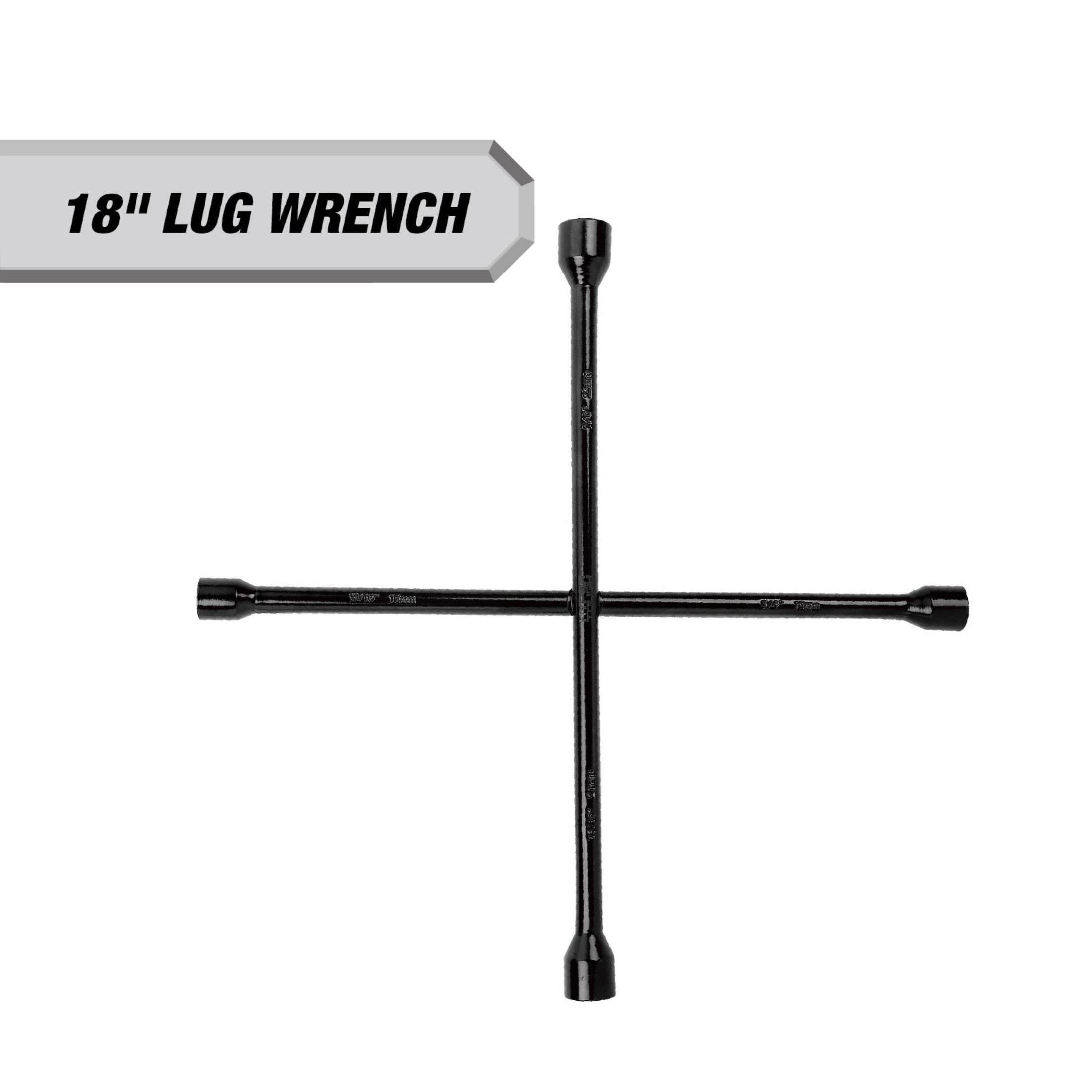Hyper Tough 18-inch 4-Way Carbon Steel Lug Wrench, Black