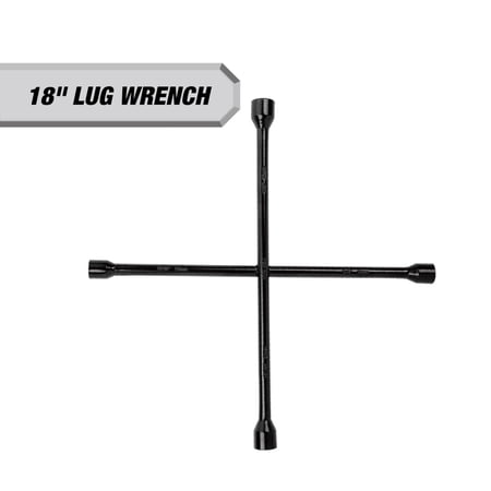 Hyper Tough 18-inch 4-Way Carbon Steel Lug Wrench, Black